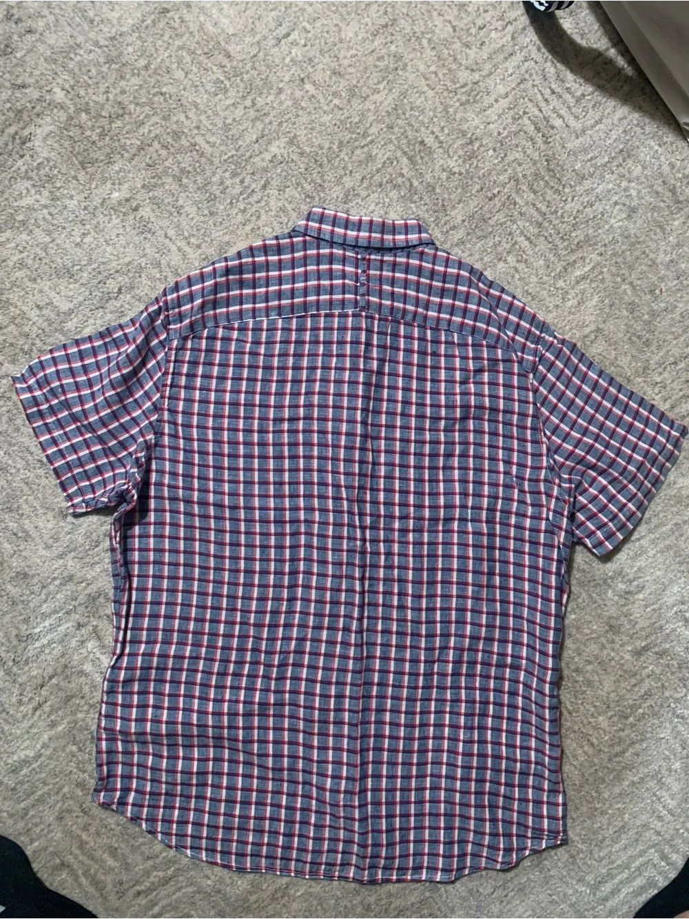 Banana Republic Short-Sleeve Plaid Button-Down Shirt - Blue & Red